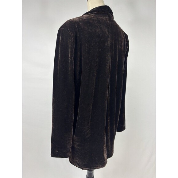 Endless Rose Velvet Blazer Large Brown Single Breasted Boyfriend Relaxed Lined - Picture 3 of 12